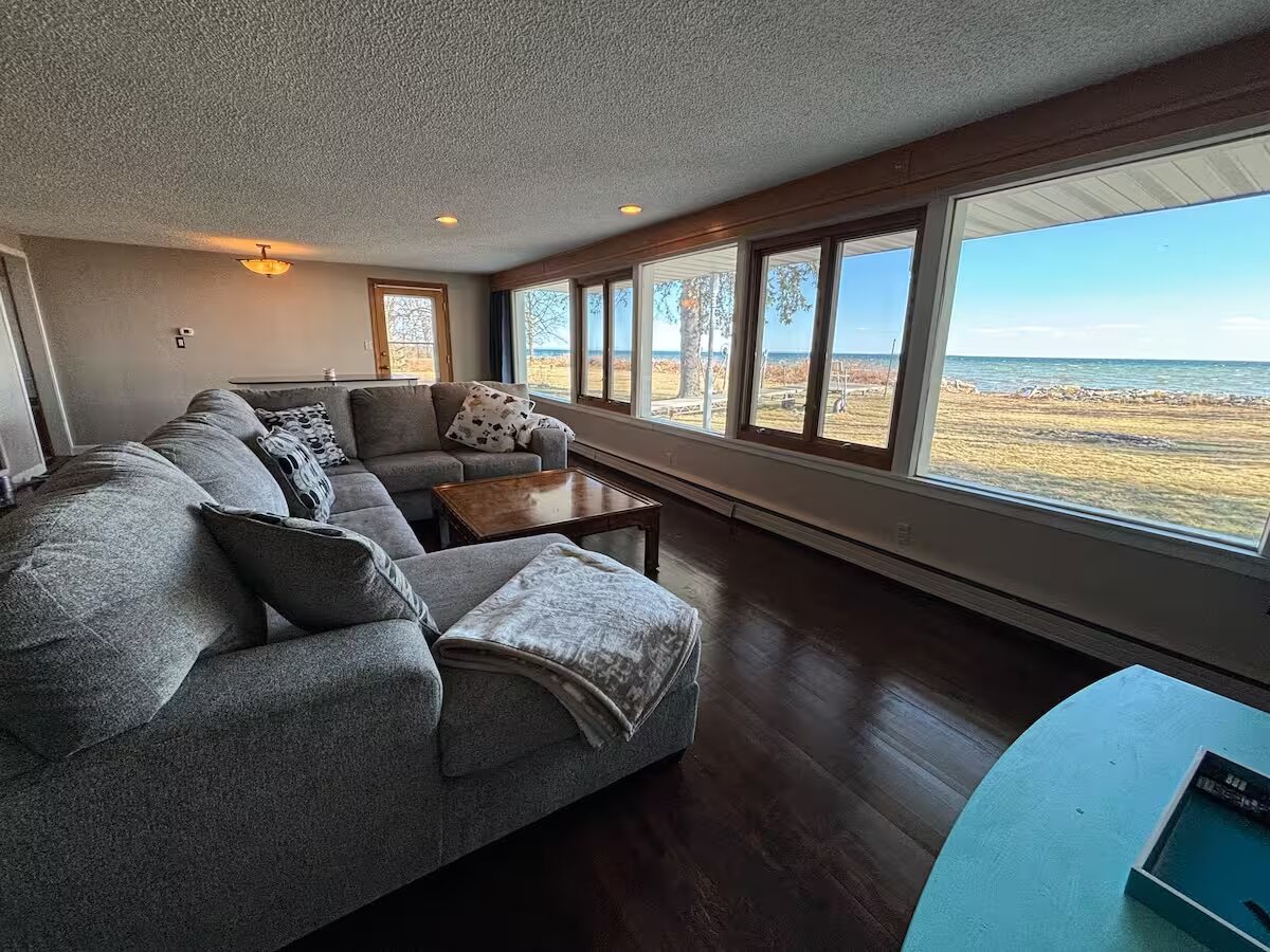 Living room with panoramic bay views